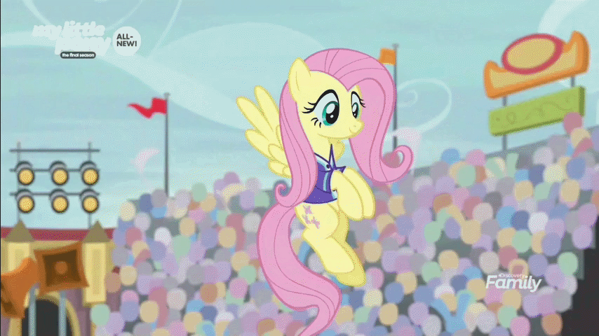 Size: 854x480 | Tagged: safe, screencap, character:fluttershy, character:pinkie pie, species:earth pony, species:pegasus, species:pony, episode:common ground, g4, my little pony: friendship is magic, animated, buckball, cute, female, flying, lidded eyes, mare, prehensile mane, prehensile tail, raised eyebrow, smiling, smirk, tail hold