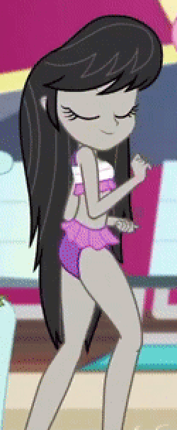 Size: 250x608 | Tagged: safe, screencap, character:captain planet, character:octavia melody, episode:i'm on a yacht, g4, my little pony:equestria girls, adorasexy, animated, bikini, bikini babe, clothing, cropped, cute, dancing, eyes closed, finger snap, gif, legs, midriff, offscreen character, sexy, swimsuit, tavibetes, valhallen