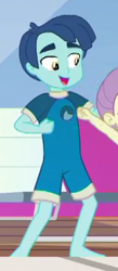 Size: 161x370 | Tagged: safe, screencap, episode:i'm on a yacht, g4, my little pony:equestria girls, background human, clothing, cropped, feet, henry handle, legs, lily pad (equestria girls), male, male feet, manestrum, offscreen character, smiling
