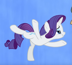 Size: 527x474 | Tagged: safe, screencap, character:rarity, character:yona, species:pony, species:unicorn, species:yak, episode:she's all yak, g4, my little pony: friendship is magic, arabesque, cropped, female, fit right in, lidded eyes, mare, offscreen character, pose, smiling, smirk, solo