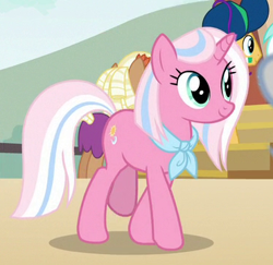 Size: 371x361 | Tagged: safe, screencap, character:clear sky, species:pony, species:unicorn, episode:common ground, g4, my little pony: friendship is magic, cropped, cute, cute sky, female, mare, neckerchief, smiling, solo focus, walking