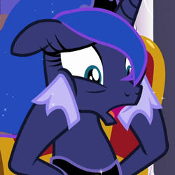 Size: 510x510 | Tagged: safe, screencap, character:princess luna, species:alicorn, species:pony, episode:a royal problem, g4, my little pony: friendship is magic, cropped, female, floppy ears, hooves on cheeks, mare, open mouth, solo