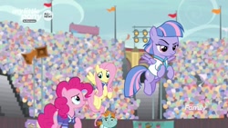 Size: 1280x720 | Tagged: safe, screencap, character:fluttershy, character:pinkie pie, character:snips, character:wind sprint, species:pony, species:unicorn, episode:common ground, g4, my little pony: friendship is magic, colt, male, unamused