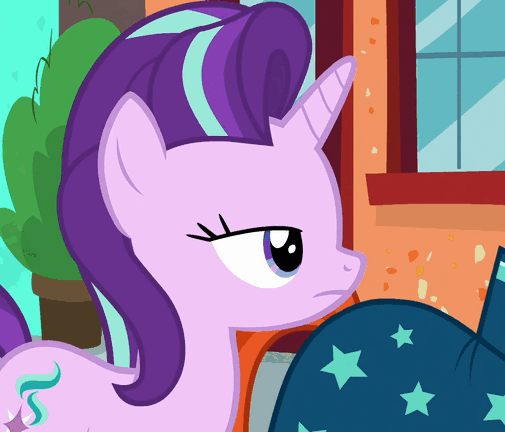 Size: 505x432 | Tagged: safe, screencap, character:starlight glimmer, character:sunburst, species:pony, species:unicorn, episode:the parent map, g4, animated, cropped, duo, female, gif, lidded eyes, male, mare, offscreen character, smelling, sniffing, solo focus, stallion