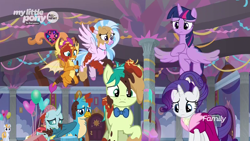Size: 1280x720 | Tagged: safe, screencap, character:gallus, character:ocellus, character:rarity, character:sandbar, character:silverstream, character:smolder, character:twilight sparkle, character:twilight sparkle (alicorn), species:alicorn, species:changedling, species:pony, episode:she's all yak, g4, my little pony: friendship is magic, alternate hairstyle, bow tie, clothing, dress, messy, school of friendship