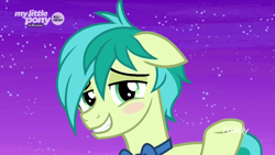 Size: 1280x720 | Tagged: safe, screencap, character:sandbar, species:pony, episode:she's all yak, g4, my little pony: friendship is magic, blushing, bow tie, cute, handsome, male, sandabetes, smiling, solo, stupid sexy sandbar, teenager