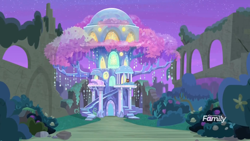 Size: 1920x1080 | Tagged: safe, screencap, character:tree of harmony, character:yona, episode:she's all yak, g4, my little pony: friendship is magic, crystal, crystal tree, discovery family logo, scenery, tree, tree of harmony, treehouse of harmony