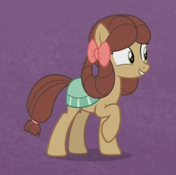 Size: 475x474 | Tagged: safe, screencap, character:yona, species:pony, episode:she's all yak, g4, my little pony: friendship is magic, bow, cropped, hair bow, monkey swings, ponified, pony yona, solo, species swap