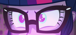 Size: 1024x466 | Tagged: safe, screencap, character:twilight sparkle, character:twilight sparkle (scitwi), species:eqg human, equestria girls:friendship games, g4, my little pony:equestria girls, cropped, eye reflection, glasses, reflection, solo