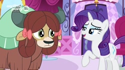 Size: 1280x720 | Tagged: safe, screencap, character:rarity, character:yona, species:pony, species:yak, episode:she's all yak, g4, my little pony: friendship is magic