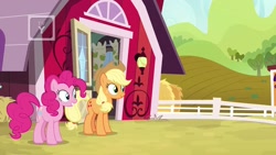 Size: 1280x720 | Tagged: safe, screencap, character:applejack, character:pinkie pie, species:pony, episode:she's all yak, g4, my little pony: friendship is magic