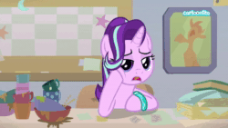 Size: 1920x1080 | Tagged: safe, screencap, character:starlight glimmer, species:pony, episode:student counsel, adorable face, animated, cartoonito logo, cute, offscreen character, sound, starlight's office, webm