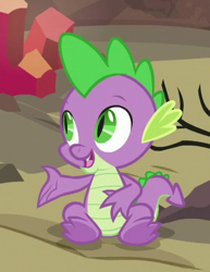 Size: 312x404 | Tagged: safe, screencap, character:spike, species:dragon, episode:sweet and smoky, g4, my little pony: friendship is magic, claws, cropped, male, smiling, tail, toes, winged spike