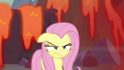 Size: 1920x1080 | Tagged: safe, screencap, character:fluttershy, species:pony, episode:sweet and smoky, g4, my little pony: friendship is magic, angry, animated, badass, floppy ears, flutterbadass, flutterrage, peeved, solo, sound, webm, yelling