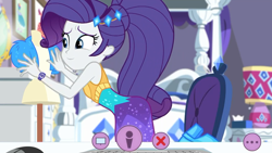 Size: 1336x752 | Tagged: safe, screencap, character:rarity, episode:festival looks, g4, my little pony:equestria girls, ass, bed, butt, chair, computer mouse, cute, geode of shielding, lamp, magical geodes, mannequin, raribetes, rarity's bedroom, rearity, recording, webcam