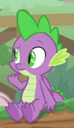 Size: 274x472 | Tagged: safe, screencap, character:spike, species:dragon, episode:the point of no return, g4, my little pony: friendship is magic, claws, cropped, folded wings, male, solo, underfoot, winged spike, wings