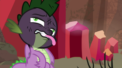 Size: 1920x1080 | Tagged: safe, screencap, character:spike, species:dragon, episode:sweet and smoky, g4, my little pony: friendship is magic, male, solo, tongue out, winged spike