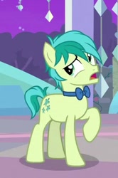 Size: 274x412 | Tagged: safe, screencap, character:sandbar, species:earth pony, species:pony, episode:she's all yak, g4, my little pony: friendship is magic, bow tie, cropped, hooves, male, raised hoof, solo