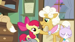 Size: 1920x1080 | Tagged: safe, screencap, character:apple bloom, character:goldie delicious, species:pony, episode:going to seed, g4, my little pony: friendship is magic, cat