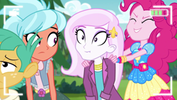 Size: 1920x1080 | Tagged: safe, screencap, character:fleur-de-lis, character:frosty orange, character:pinkie pie, character:snails, episode:five lines you need to stand in, g4, my little pony:equestria girls, bathroom line, clothing, converse, covering crotch, desperation, female, male, need to pee, omorashi, potty dance, potty emergency, potty time, scrunchy face, shoes, skirt, surprised, wide eyes