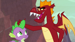 Size: 1280x720 | Tagged: safe, screencap, character:garble, character:spike, species:dragon, episode:sweet and smoky, g4, my little pony: friendship is magic, claws, fangs, male, winged spike, wings