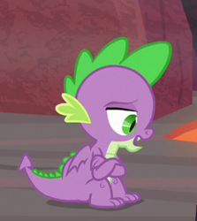 Size: 267x299 | Tagged: safe, screencap, character:spike, species:dragon, episode:sweet and smoky, g4, my little pony: friendship is magic, claws, cropped, crossed arms, male, solo, tail, winged spike, wings