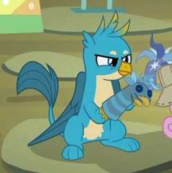 Size: 264x265 | Tagged: safe, screencap, character:gallus, species:griffon, episode:uprooted, g4, my little pony: friendship is magic, cropped, male, paws, sock puppet, tail, wings