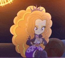 Size: 225x202 | Tagged: safe, screencap, character:adagio dazzle, episode:find the magic, g4, my little pony:equestria girls, adoragio, animated, clothing, cup, cute, gem, gif, jacket, leather jacket, singing, siren gem, solo, spiked headband, spiked wristband, teacup, wristband