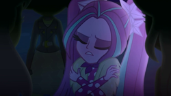Size: 1336x752 | Tagged: safe, screencap, character:aria blaze, character:scribble dee, episode:find the magic, g4, my little pony:equestria girls, ariabetes, background human, cute, raspberry lilac, solo focus, woobie