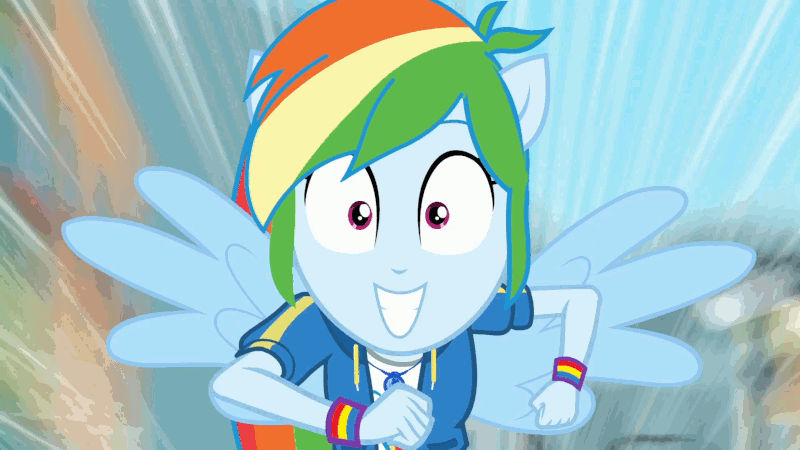 Size: 800x450 | Tagged: safe, screencap, character:rainbow dash, episode:run to break free, g4, my little pony:equestria girls, animated, cute, dashabetes, it's coming right at us, loop, perfect loop, ponied up, rainbow dash is best facemaker, running, youtube link