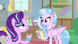 Size: 1366x768 | Tagged: safe, screencap, character:silverstream, character:starlight glimmer, episode:student counsel, cabinet, couch, notepad, office, rug, window