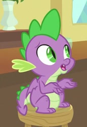 Size: 295x430 | Tagged: safe, screencap, character:spike, species:dragon, episode:the point of no return, g4, my little pony: friendship is magic, claws, concerned, cropped, folded wings, male, sitting, solo, tail, toes, winged spike, wings
