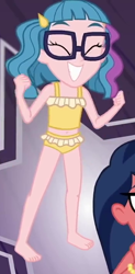 Size: 352x716 | Tagged: safe, screencap, character:desert sage, equestria girls:spring breakdown, g4, my little pony:equestria girls, barefoot, belly button, bikini, clothing, desert sage, feet, midriff, offscreen character, solo, swimsuit, tankini, technicolor waves