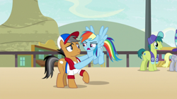 Size: 1920x1080 | Tagged: safe, screencap, character:quibble pants, character:rainbow dash, species:earth pony, species:pegasus, species:pony, episode:common ground, g4, my little pony: friendship is magic