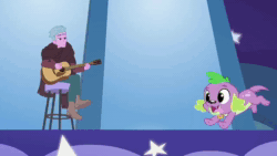 Size: 1280x720 | Tagged: safe, screencap, character:snails, character:spike, character:spike (dog), species:dog, episode:wake up!, g4, my little pony:equestria girls, acoustic guitar, almost famous, animated, background human, bipedal, clothing, cool scarf guy, cute, guitar, ink jet, male, movie reference, paws, puppy, scarf, silly, sound, spikabetes, spike's dog collar, stage dive, sugar rush, wake up!: pinkie pie, webm