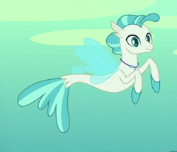 Size: 483x415 | Tagged: safe, screencap, character:terramar, species:seapony (g4), episode:surf and/or turf, g4, my little pony: friendship is magic, cropped, fins, jewelry, male, necklace, smiling, solo, tail