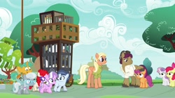 Size: 1920x1080 | Tagged: safe, screencap, character:apple bloom, character:diamond tiara, character:mane allgood, character:scootaloo, character:shady daze, character:silver spoon, character:snails, character:snap shutter, character:snips, character:sweetie belle, character:twist, species:earth pony, species:pegasus, species:pony, species:unicorn, episode:the last crusade, g4, my little pony: friendship is magic, braid, cage, colt, cragadile, crocodile, cutie mark, cutie mark crusaders, female, filly, glasses, male, the cmc's cutie marks, unshorn fetlocks