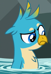 Size: 410x590 | Tagged: safe, screencap, character:gallus, species:griffon, episode:what lies beneath, g4, my little pony: friendship is magic, chest fluff, confused, cropped, male, solo