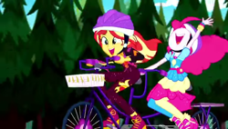 Size: 848x480 | Tagged: safe, screencap, character:pinkie pie, character:sunset shimmer, equestria girls:sunset's backstage pass, g4, my little pony:equestria girls, music festival outfit, tandem