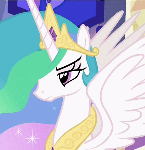 Size: 479x495 | Tagged: safe, screencap, character:princess celestia, species:alicorn, species:pony, episode:no second prances, g4, my little pony: friendship is magic, animated, celestia is not amused, chestplate, cropped, crown, ethereal mane, eyeroll, female, flowing mane, gif, jewelry, lidded eyes, mare, multicolored hair, narrowed eyes, open mouth, peytral, purple eyes, reaction image, regalia, sigh, solo, sparkling mane, spread wings, twilight's castle, unamused, wings