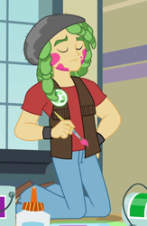 Size: 426x653 | Tagged: safe, screencap, character:sandalwood, episode:a banner day, g4, my little pony:equestria girls, clothing, cropped, eyes closed, male, pants, solo