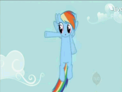 Size: 391x295 | Tagged: safe, screencap, character:rainbow dash, species:pegasus, species:pony, episode:the mysterious mare do well, g4, my little pony: friendship is magic, animated, dancing, female, flying, gif, hub logo, mare, solo