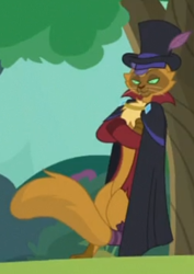 Size: 250x353 | Tagged: safe, screencap, character:capper dapperpaws, species:abyssinian, species:anthro, episode:between dark and dawn, g4, my little pony: friendship is magic, cropped, lotta little things, male, solo, tail