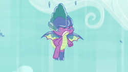 Size: 1920x1080 | Tagged: safe, screencap, character:spike, species:dragon, episode:between dark and dawn, g4, my little pony: friendship is magic, claws, eyes closed, falling, male, saliva on feet, spread toes, toes, winged spike, wings