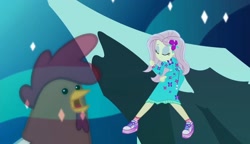Size: 1881x1080 | Tagged: safe, screencap, character:fluttershy, species:bird, species:chicken, episode:the last drop, g4, my little pony:equestria girls, clothing, moon, shoes, sneakers, the last drop: fluttershy