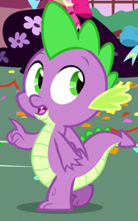 Size: 448x720 | Tagged: safe, screencap, character:spike, species:dragon, episode:yakity-sax, g4, my little pony: friendship is magic, claws, cropped, male, solo, tail, winged spike
