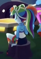 Size: 256x362 | Tagged: safe, screencap, character:rainbow dash, equestria girls:sunset's backstage pass, g4, my little pony:equestria girls, ass, butt, cropped, ponytail, rainbutt dash, rear view, solo focus, visor