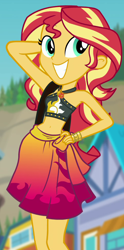 Size: 480x969 | Tagged: safe, screencap, character:sunset shimmer, equestria girls:forgotten friendship, g4, my little pony:equestria girls, cropped, sleeveless, solo, sunset selfie