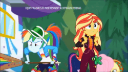Size: 854x480 | Tagged: safe, screencap, character:applejack, character:fluttershy, character:rainbow dash, character:sunset shimmer, character:twilight sparkle, character:twilight sparkle (scitwi), species:eqg human, equestria girls:sunset's backstage pass, g4, my little pony:equestria girls, animated, geode of empathy, geode of super speed, magical geodes, out of context, sound, spanking, thank you, webm, you know for kids