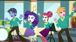 Size: 1280x720 | Tagged: safe, screencap, character:big mcintosh, character:rarity, character:toe-tapper, character:torch song, episode:steps of pep, eqg summertime shorts, g4, my little pony:equestria girls, wondertones